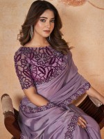 Light Violet Organza Silk Saree